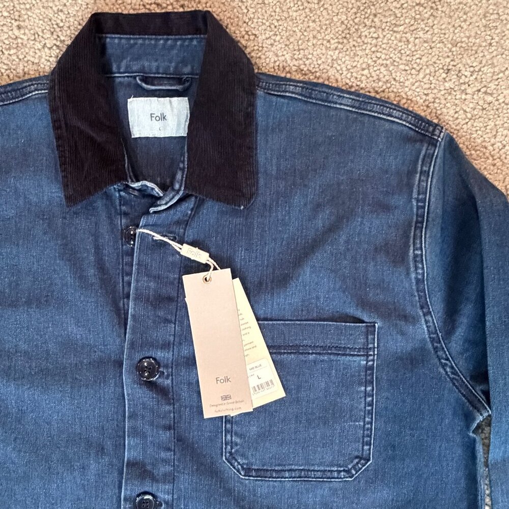 Folk Nelson Denim Chore Jacket in Indigo Blue Men's Size Large - New With Tags - Picture 2 of 16